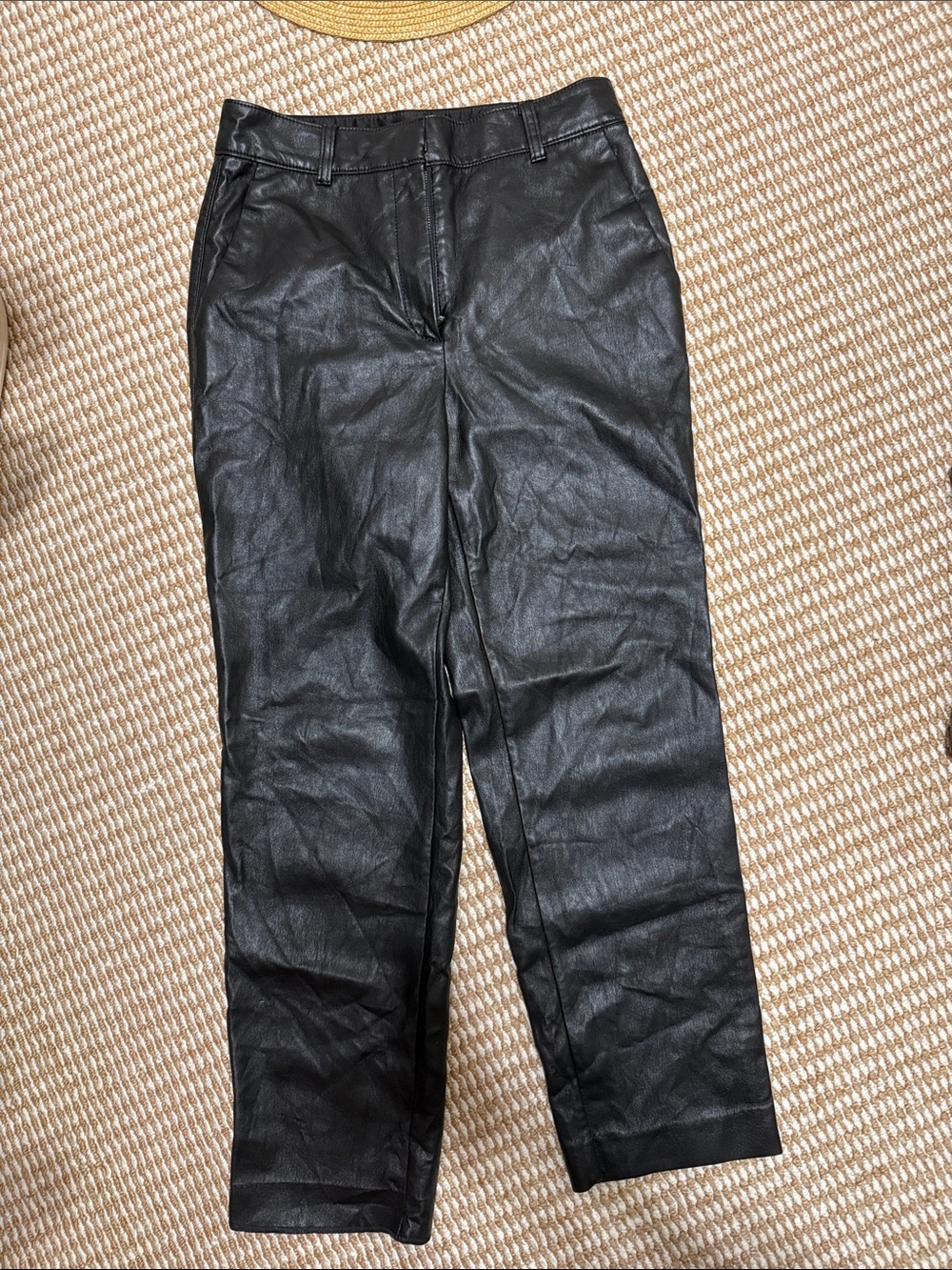 Black faux leather pants